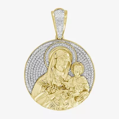 (J / I3) Mens 1/4 CT. T.W. Natural White Diamond 10K Gold Pendant