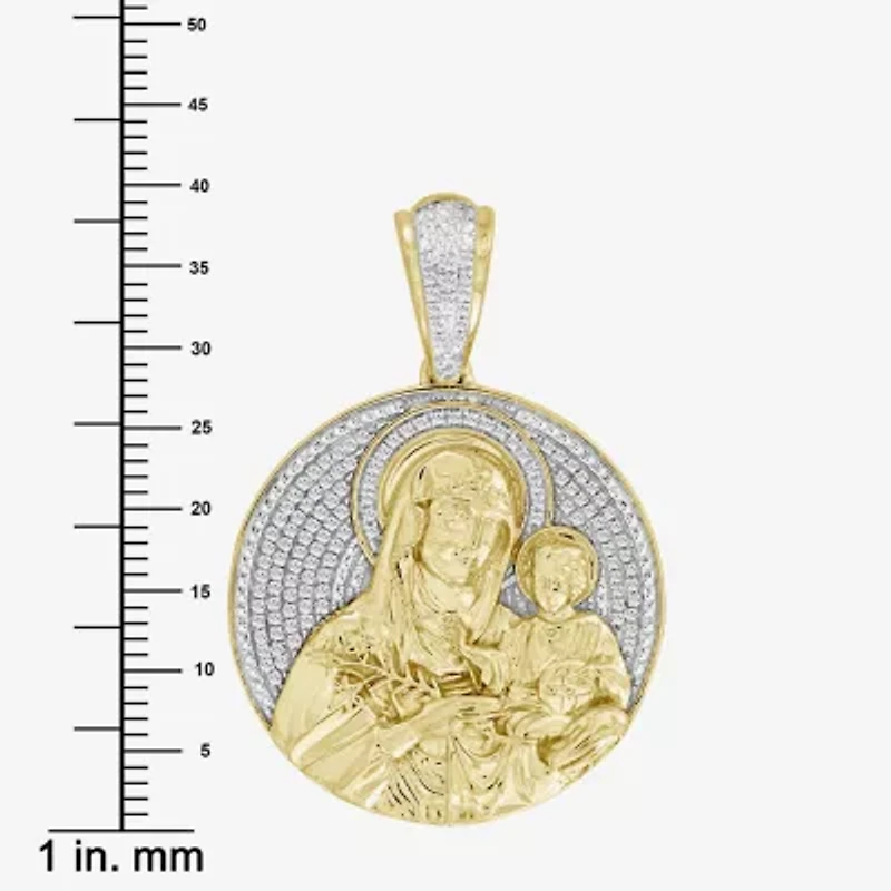 (J / I3) Mens 1/4 CT. T.W. Natural White Diamond 10K Gold Pendant
