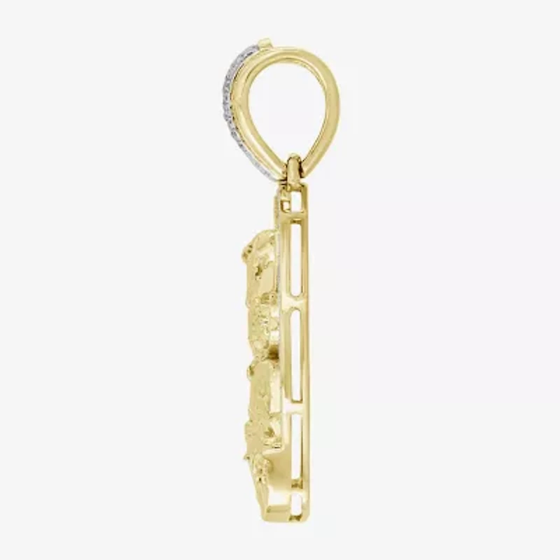 (J / I3) Mens 1/4 CT. T.W. Natural White Diamond 10K Gold Pendant