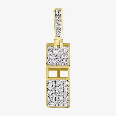 (J / I3) Mens 1/3 CT. T.W. Natural White Diamond 10K Gold Pendant
