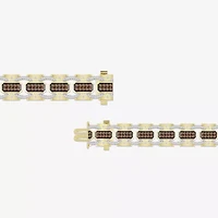 (Brown / I3) Mens 10K Gold Semisolid Link Bracelet