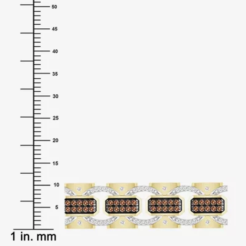 (Brown / I3) Mens 10K Gold Semisolid Link Bracelet