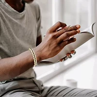 (Brown / I3) Mens 10K Gold Semisolid Link Bracelet