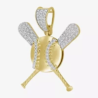 (J / I3) Mens 1/5 CT. Natural White Diamond 10K Gold Over Silver Pendant