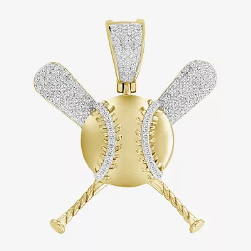 (J / I3) Mens 1/5 CT. Natural White Diamond 10K Gold Over Silver Pendant