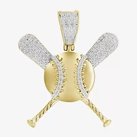 (J / I3) Mens 1/5 CT. Natural White Diamond 10K Gold Over Silver Pendant