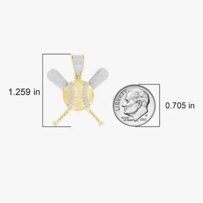 (J / I3) Mens 1/5 CT. Natural White Diamond 10K Gold Over Silver Pendant