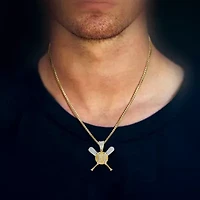 (J / I3) Mens 1/5 CT. Natural White Diamond 10K Gold Over Silver Pendant