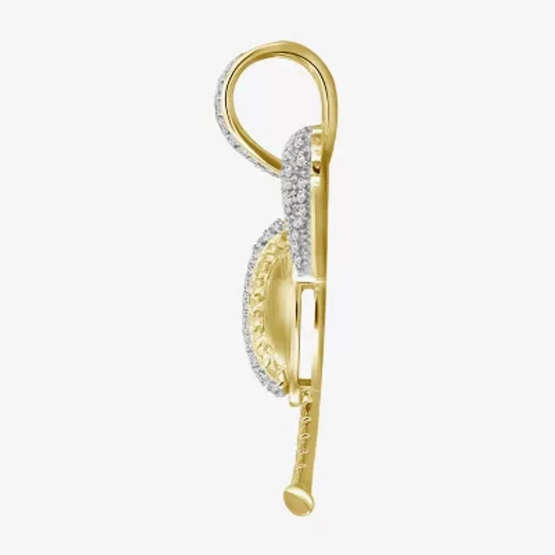 (J / I3) Mens 1/5 CT. Natural White Diamond 10K Gold Over Silver Pendant