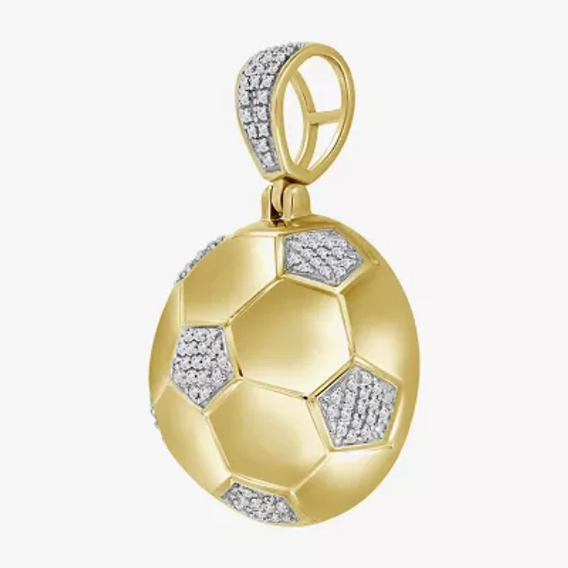 (J / I3) Mens 1/4 CT. T.W. Natural White Diamond 10K Gold Over Silver Pendant
