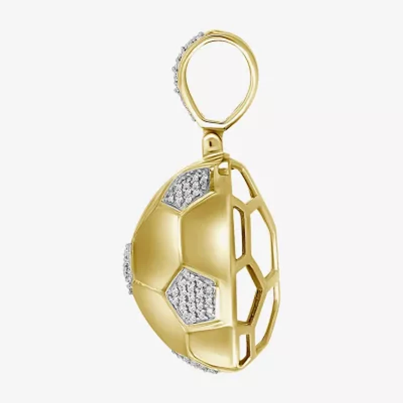 (J / I3) Mens 1/4 CT. T.W. Natural White Diamond 10K Gold Over Silver Pendant