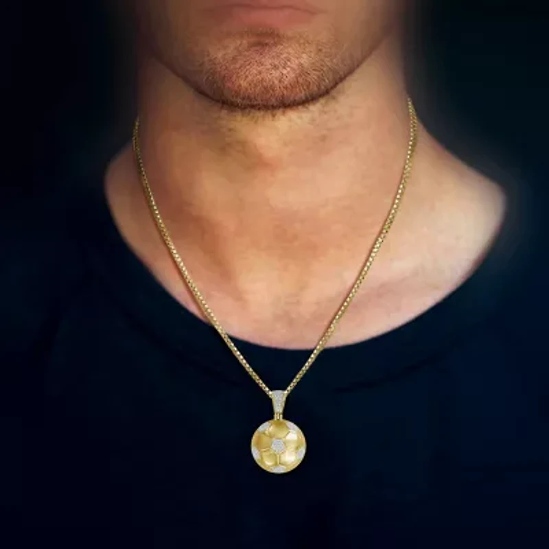 (J / I3) Mens 1/4 CT. T.W. Natural White Diamond 10K Gold Pendant