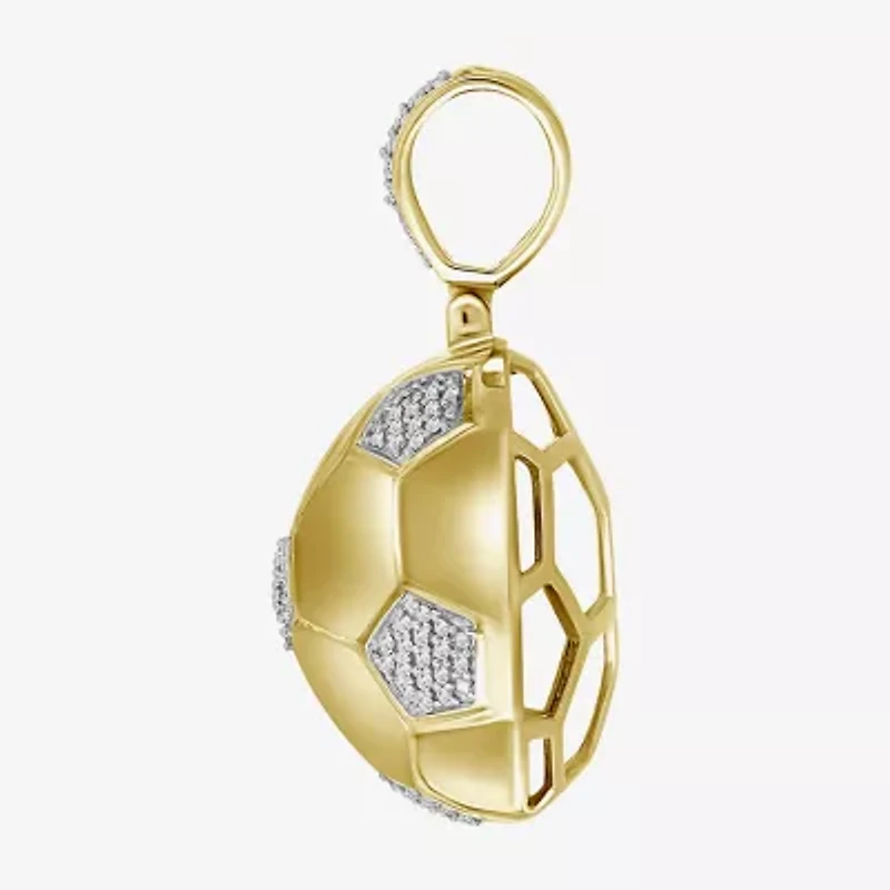 (J / I3) Mens 1/4 CT. T.W. Natural White Diamond 10K Gold Pendant