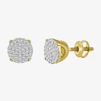 (J / I3) 1/5 CT. Natural White Diamond 10K Gold 6.4mm Oval Stud Earrings
