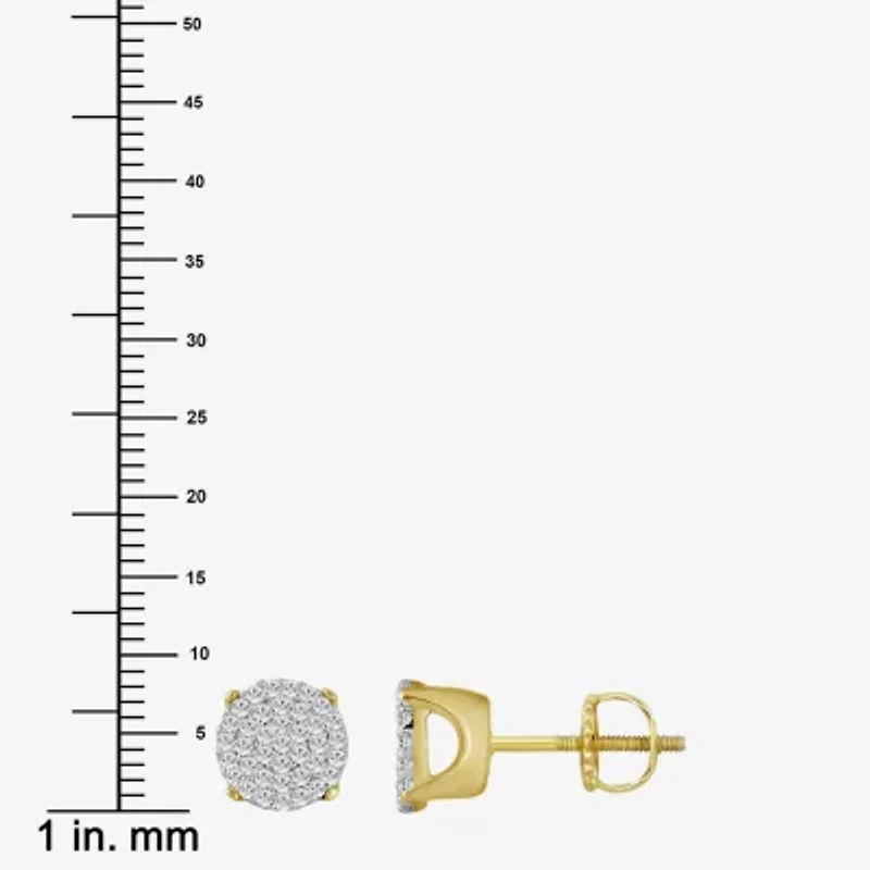 (J / I3) 1/5 CT. Natural White Diamond 10K Gold 6.4mm Oval Stud Earrings