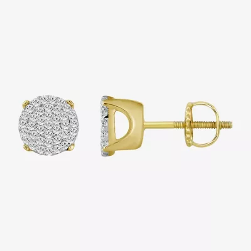 (J / I3) 1/5 CT. Natural White Diamond 10K Gold 6.4mm Oval Stud Earrings