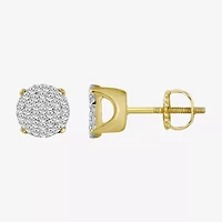 (J / I3) 1/5 CT. Natural White Diamond 10K Gold 6.4mm Oval Stud Earrings