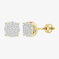 (J / I3) 1/2 CT. T.W. Natural White Diamond 10K Gold 7.7mm Oval Stud Earrings