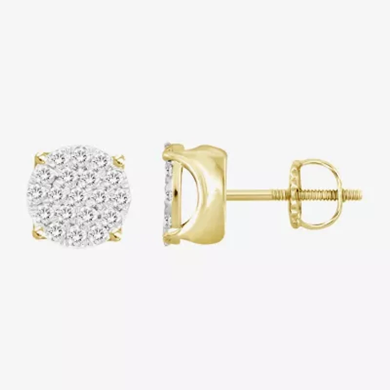 (J / I3) 1/2 CT. T.W. Natural White Diamond 10K Gold 7.7mm Oval Stud Earrings