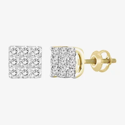 (J / I3) 1/4 CT. T.W. Natural White Diamond 10K Gold 5.2mm Stud Earrings