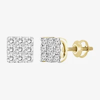 (J / I3) 1/4 CT. T.W. Natural White Diamond 10K Gold 5.2mm Stud Earrings