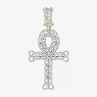 Ankh (J / I3) Mens 1/2 CT. T.W. Natural White Diamond 10K Gold Cross Pendant