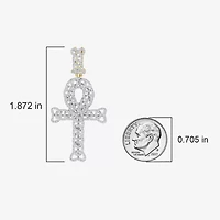 Ankh (J / I3) Mens 1/2 CT. T.W. Natural White Diamond 10K Gold Cross Pendant