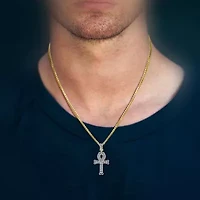 Ankh (J / I3) Mens 1/2 CT. T.W. Natural White Diamond 10K Gold Cross Pendant