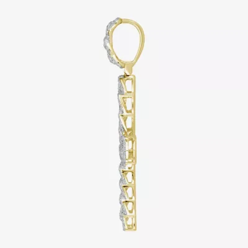Ankh (J / I3) Mens 1/2 CT. T.W. Natural White Diamond 10K Gold Cross Pendant