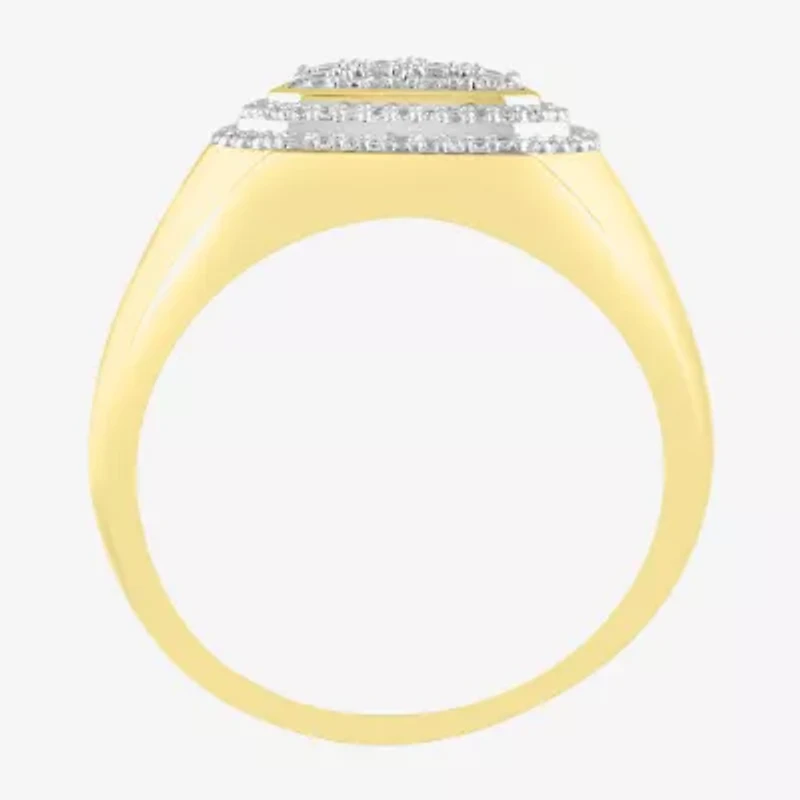 (J / I3) Mens 1/2 CT. T.W. Natural White Diamond 10K Gold Cocktail Ring