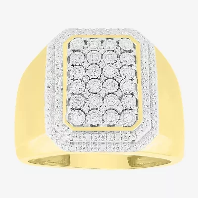 (J / I3) Mens 1/2 CT. T.W. Natural White Diamond 10K Gold Cocktail Ring