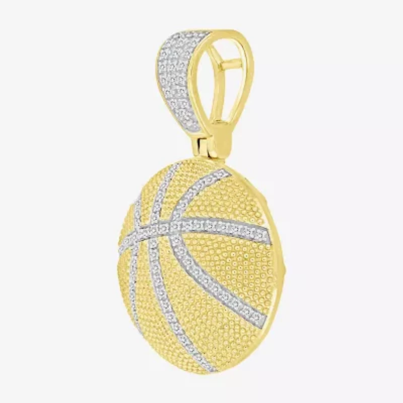 (J / I3) Mens 1/5 CT. Natural White Diamond 10K Gold Over Silver Pendant