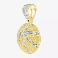 (J / I3) Mens 1/5 CT. Natural White Diamond 10K Gold Over Silver Pendant