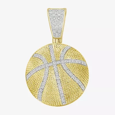 (J / I3) Mens 1/5 CT. Natural White Diamond 10K Gold Over Silver Pendant