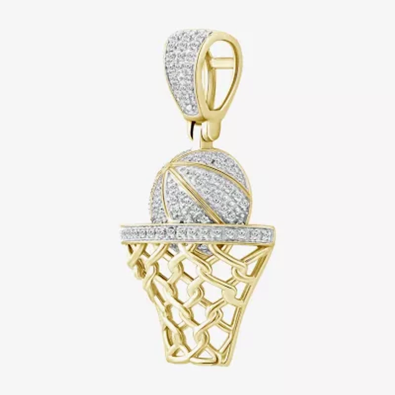 (J / I3) Mens 1/5 CT. Natural White Diamond 10K Gold Pendant