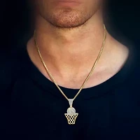 (J / I3) Mens 1/5 CT. Natural White Diamond 10K Gold Pendant