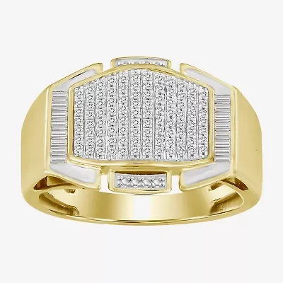 (I / I2) Mens 1/3 CT. T.W. Natural White Diamond 10K Gold Cocktail Ring