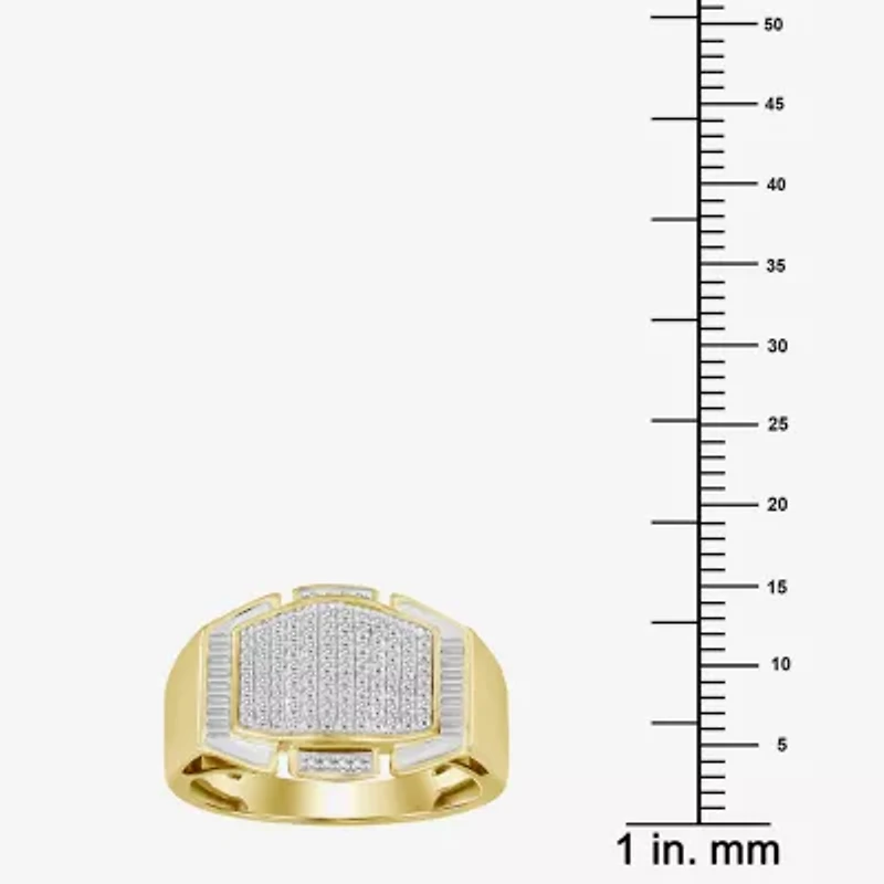 (I / I2) Mens 1/3 CT. T.W. Natural White Diamond 10K Gold Cocktail Ring