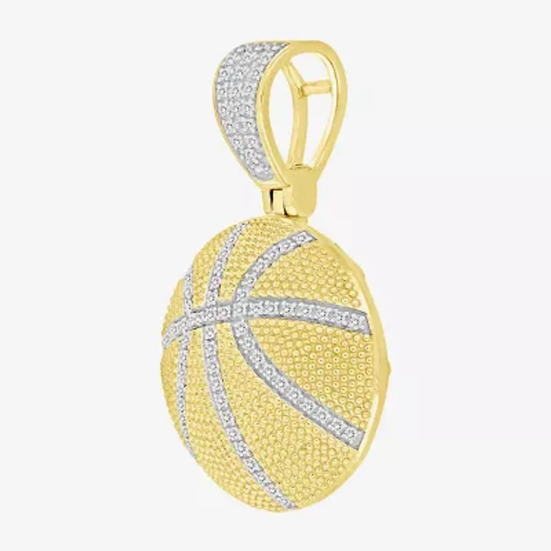 J / I3) Mens 1/5 CT. Natural White Diamond 10K Gold Pendant