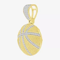 J / I3) Mens 1/5 CT. Natural White Diamond 10K Gold Pendant