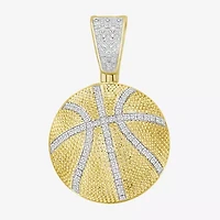 J / I3) Mens 1/5 CT. Natural White Diamond 10K Gold Pendant
