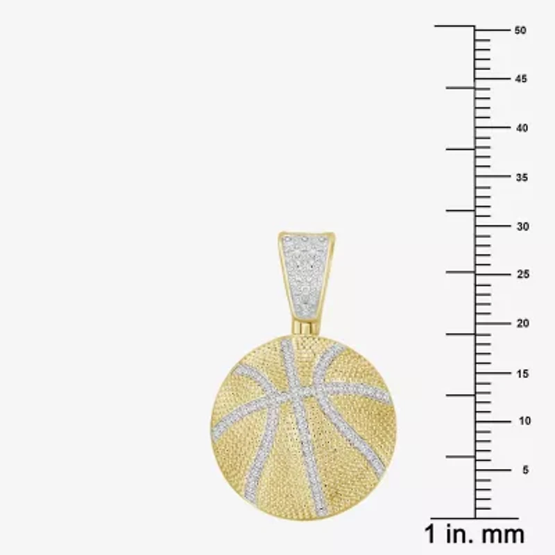 J / I3) Mens 1/5 CT. Natural White Diamond 10K Gold Pendant