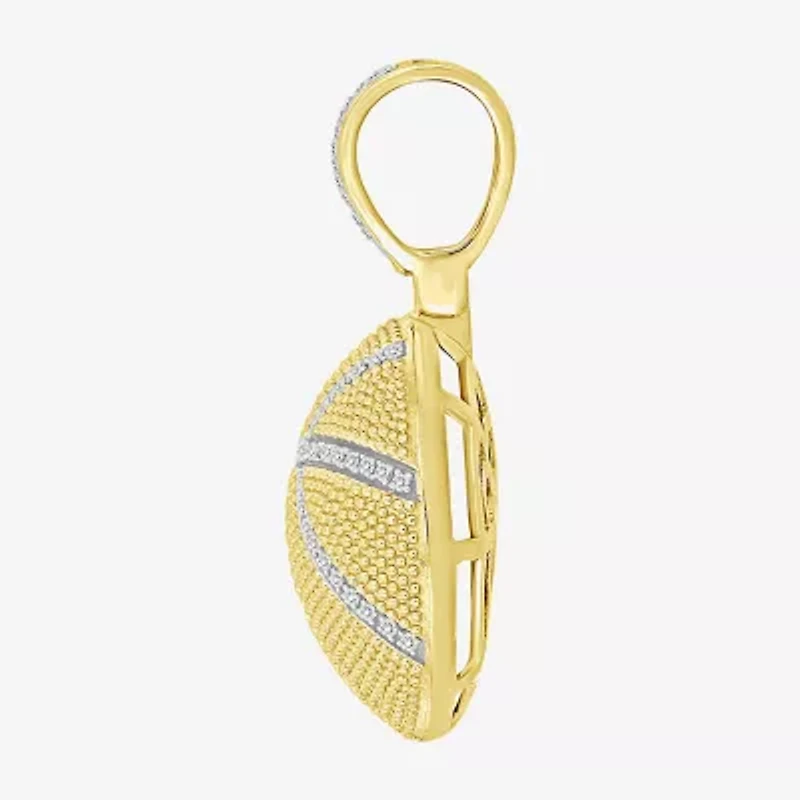 J / I3) Mens 1/5 CT. Natural White Diamond 10K Gold Pendant
