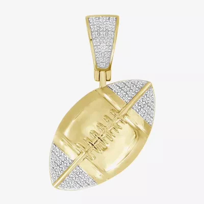 (J / I3) Mens 1/6 CT. T.W. Natural White Diamond 10K Gold Over Silver Pendant