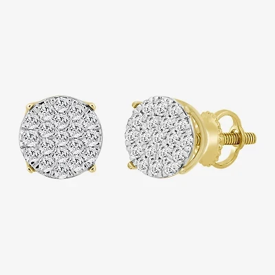 (J / I3) 1 CT. T.W. Natural White Diamond 10K Gold 9.9mm Oval Stud Earrings