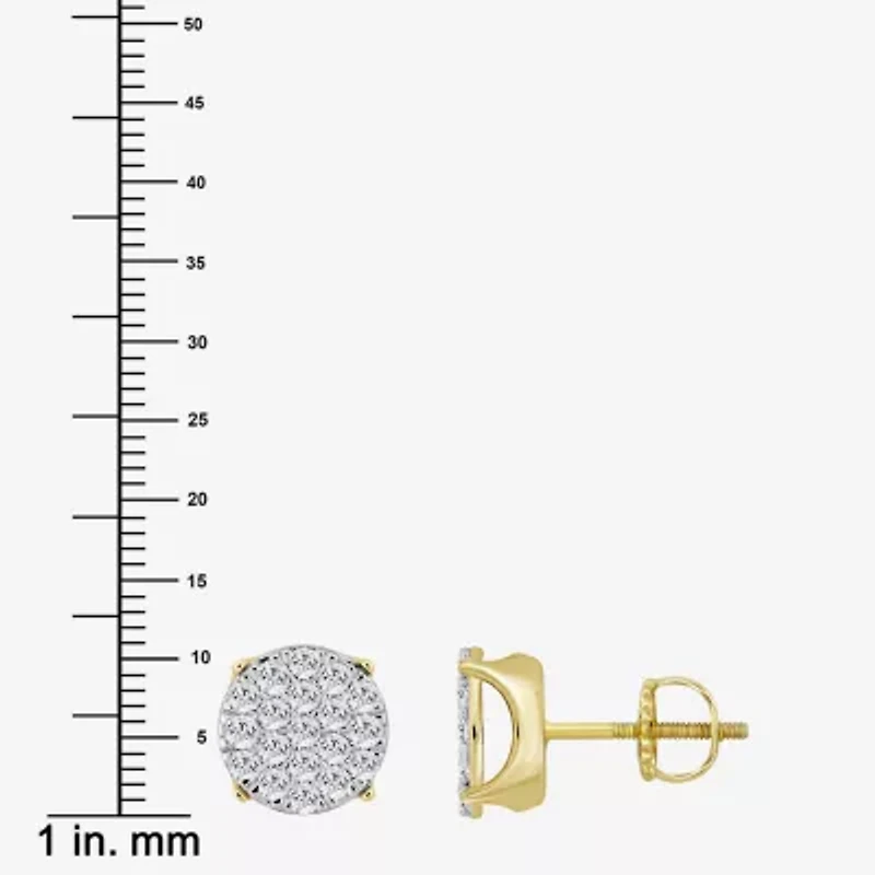 (J / I3) 1 CT. T.W. Natural White Diamond 10K Gold 9.9mm Oval Stud Earrings