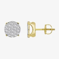 (J / I3) 1 CT. T.W. Natural White Diamond 10K Gold 9.9mm Oval Stud Earrings