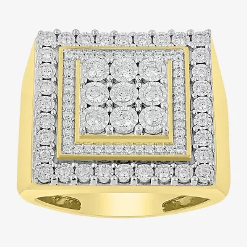(J / I3) Mens 3/4 CT. T.W. Natural White Diamond 10K Gold Cocktail Ring