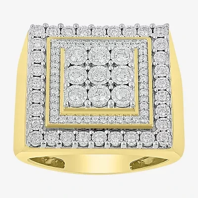 (J / I3) Mens 3/4 CT. T.W. Natural White Diamond 10K Gold Cocktail Ring