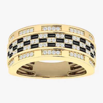 (Black / I3) Mens 1 CT. T.W. Natural Black Diamond 10K Gold Band